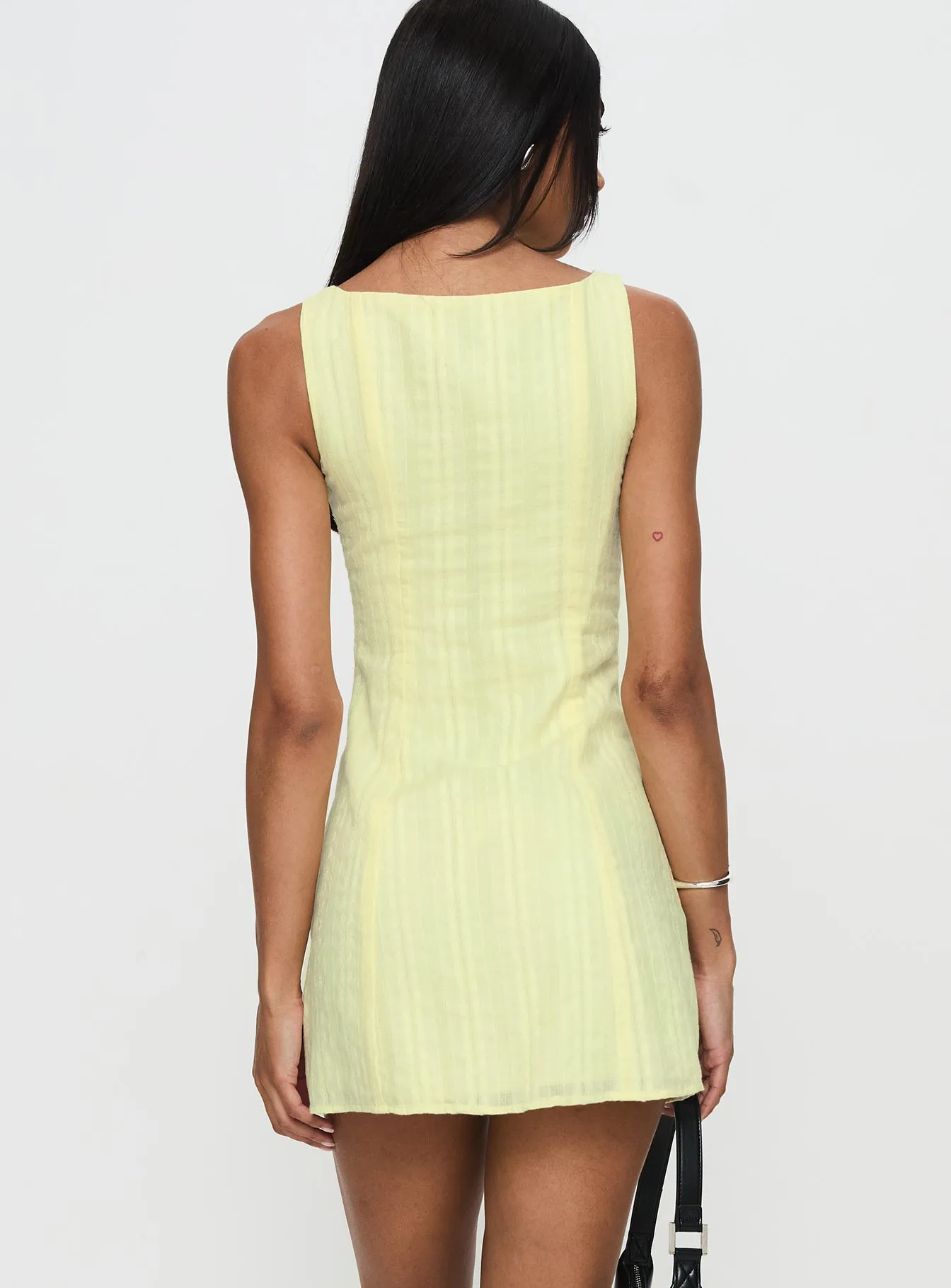 Scene Beat Playful youthful dress Mimsie Embroidered Mini Dress Lemon
