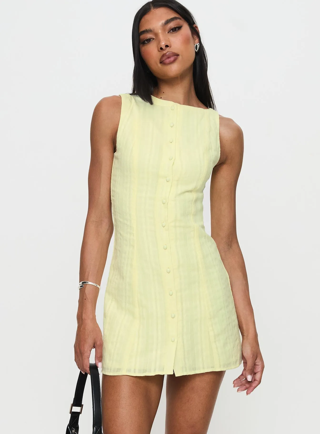 Scene Soft Mimsie Embroidered Mini Dress Lemon