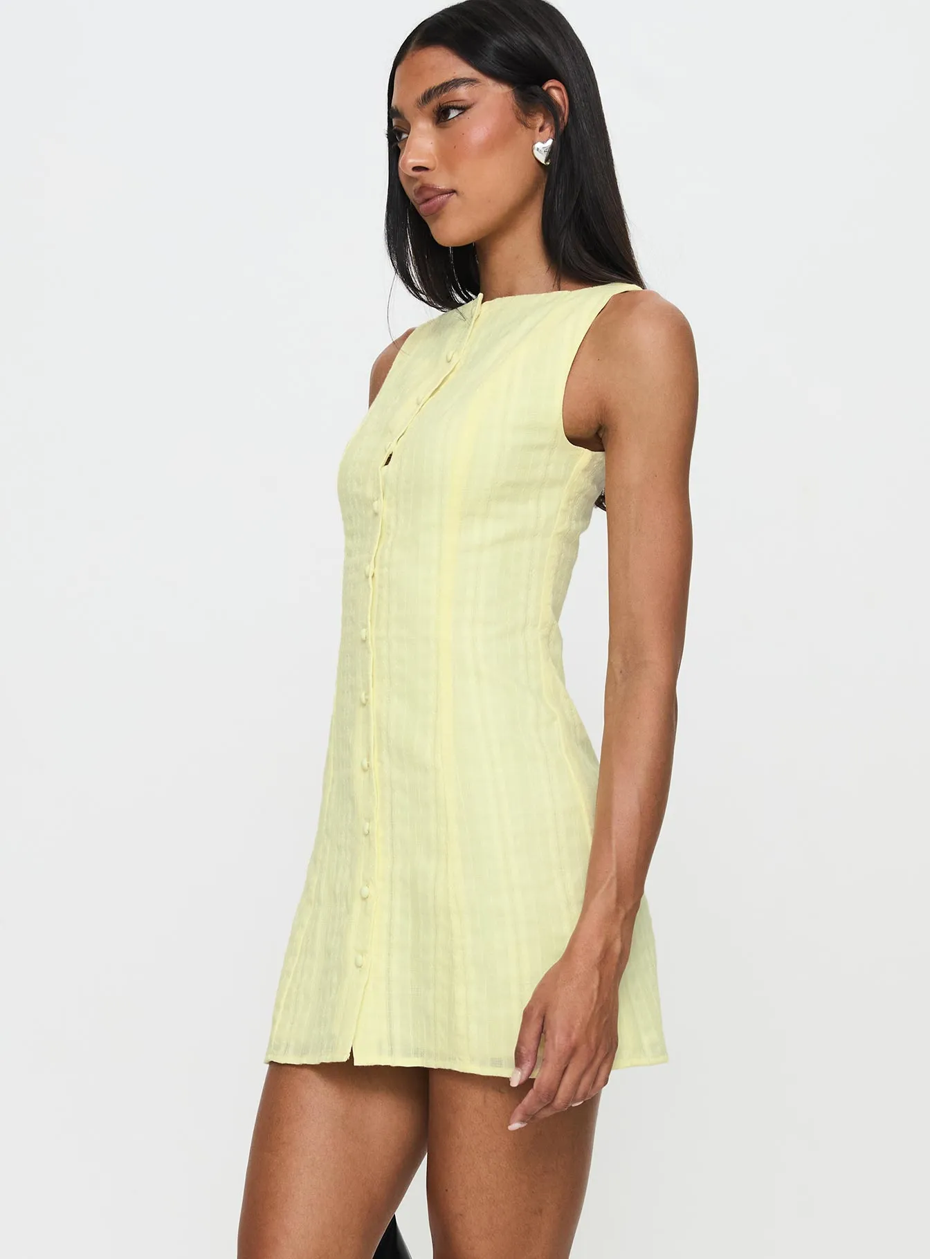 Mimsie Embroidered Mini Dress Lemon Classic casual mini dress Heat Glow