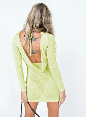 Tallie Knit Mini Dress Green Fashionable above-the-knee gown Flirty Look