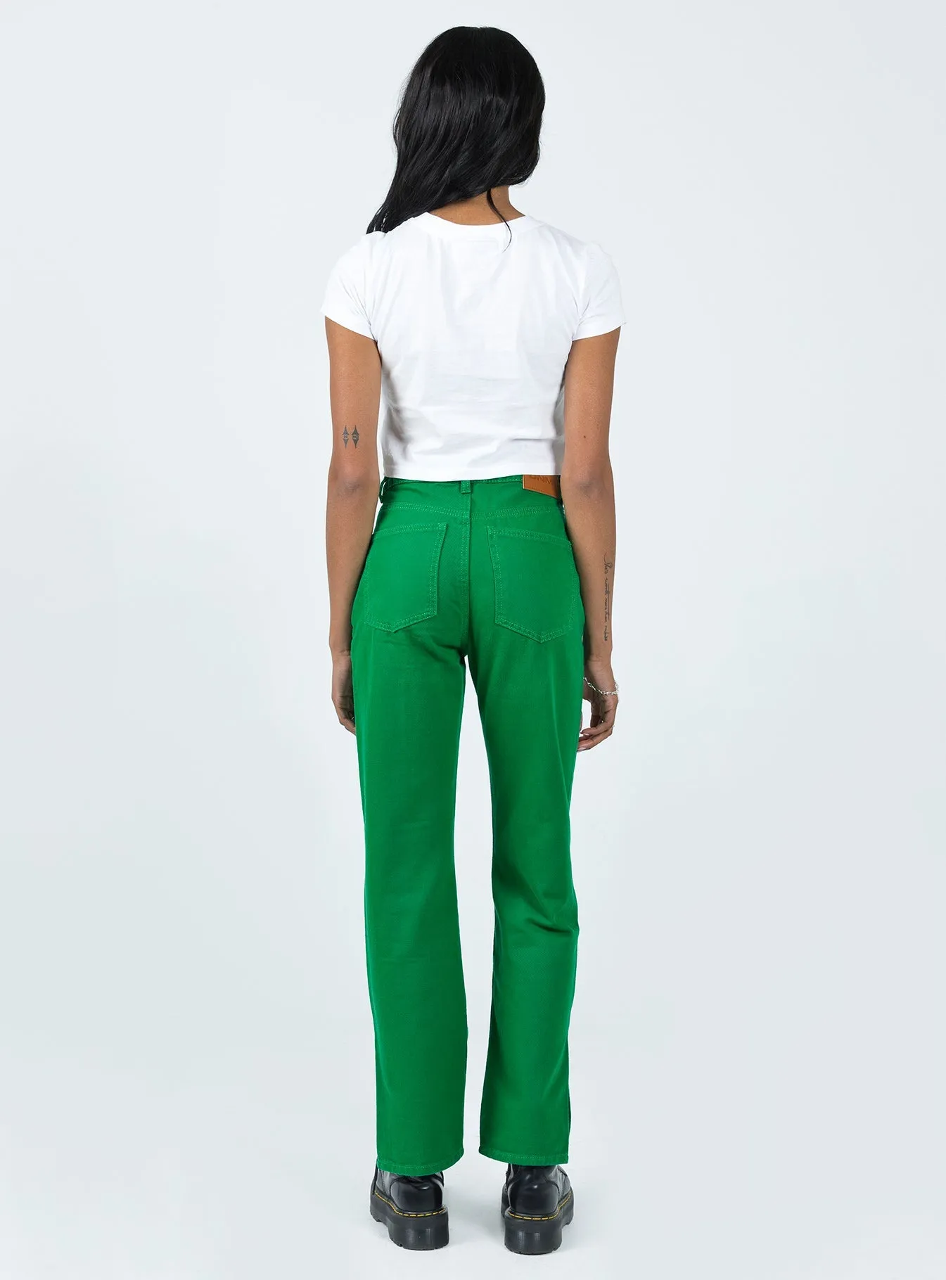 All Round Wear Barnie Split Hem Jeans Green