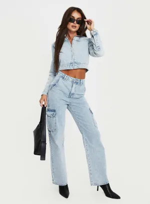 Leisure Ready Belgrove Cargo Jeans Snow Wash Denim