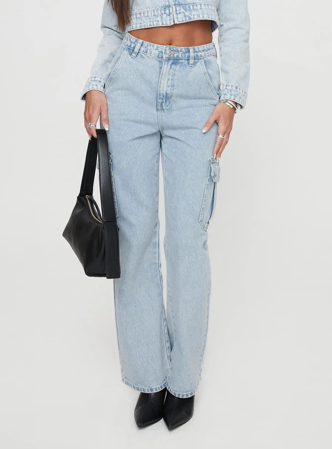 Vintage Lover Teen Outfit Belgrove Cargo Jeans Snow Wash Denim