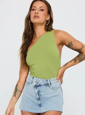 Ferrera One Shoulder Bodysuit Green Dinner Date