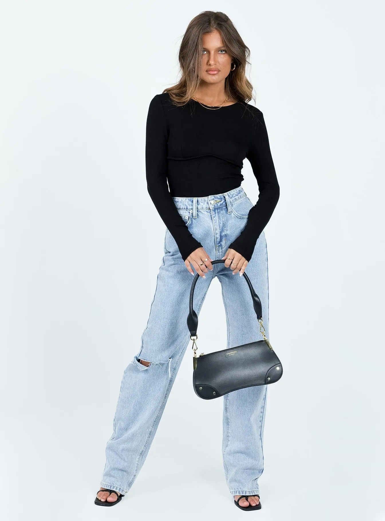 Charming Urban Stylish Durable Swenson Long Sleeve Bodysuit Black
