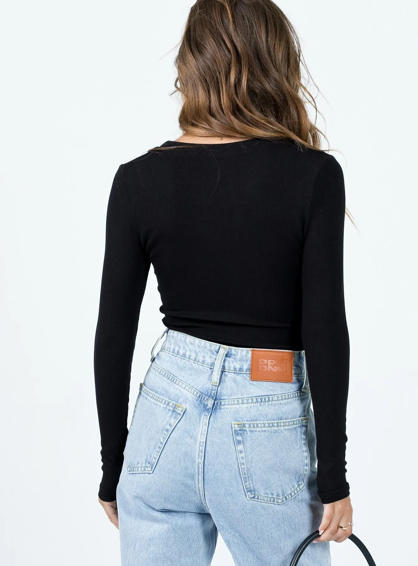 Swenson Long Sleeve Bodysuit Black Smart Vintage Urban Charming