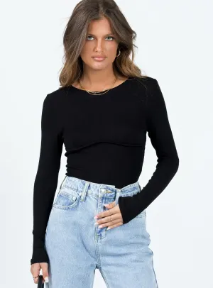 Fresh Wedding Swenson Long Sleeve Bodysuit Black