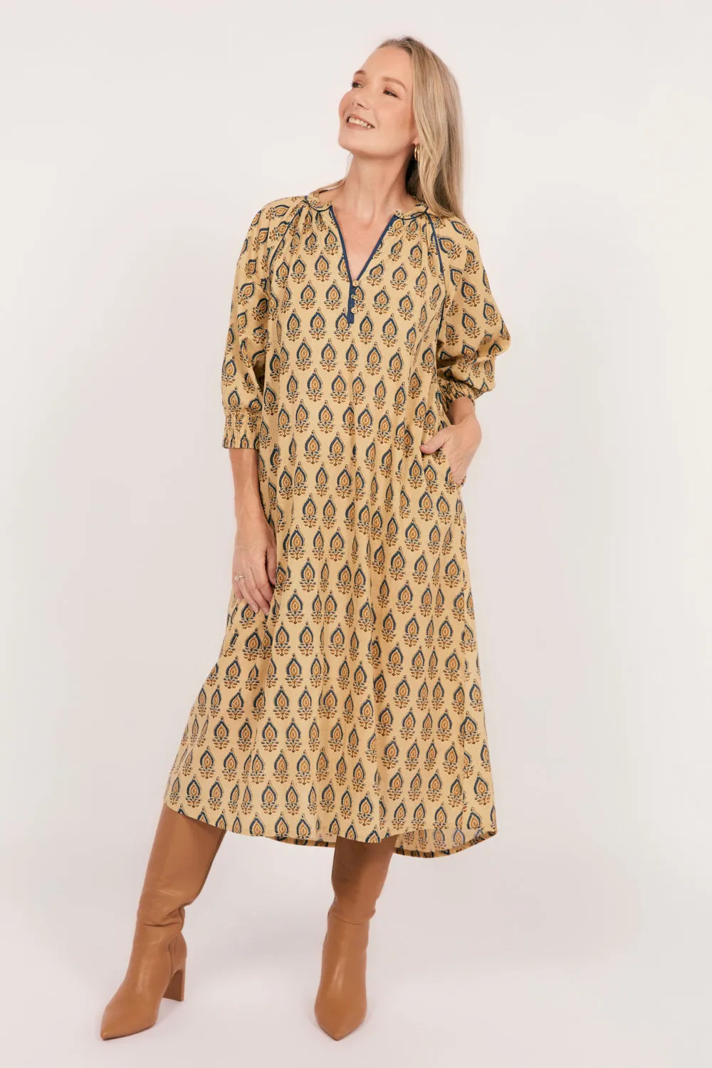Robin Tunic Dress in Paisley Plumes Stylish Casual