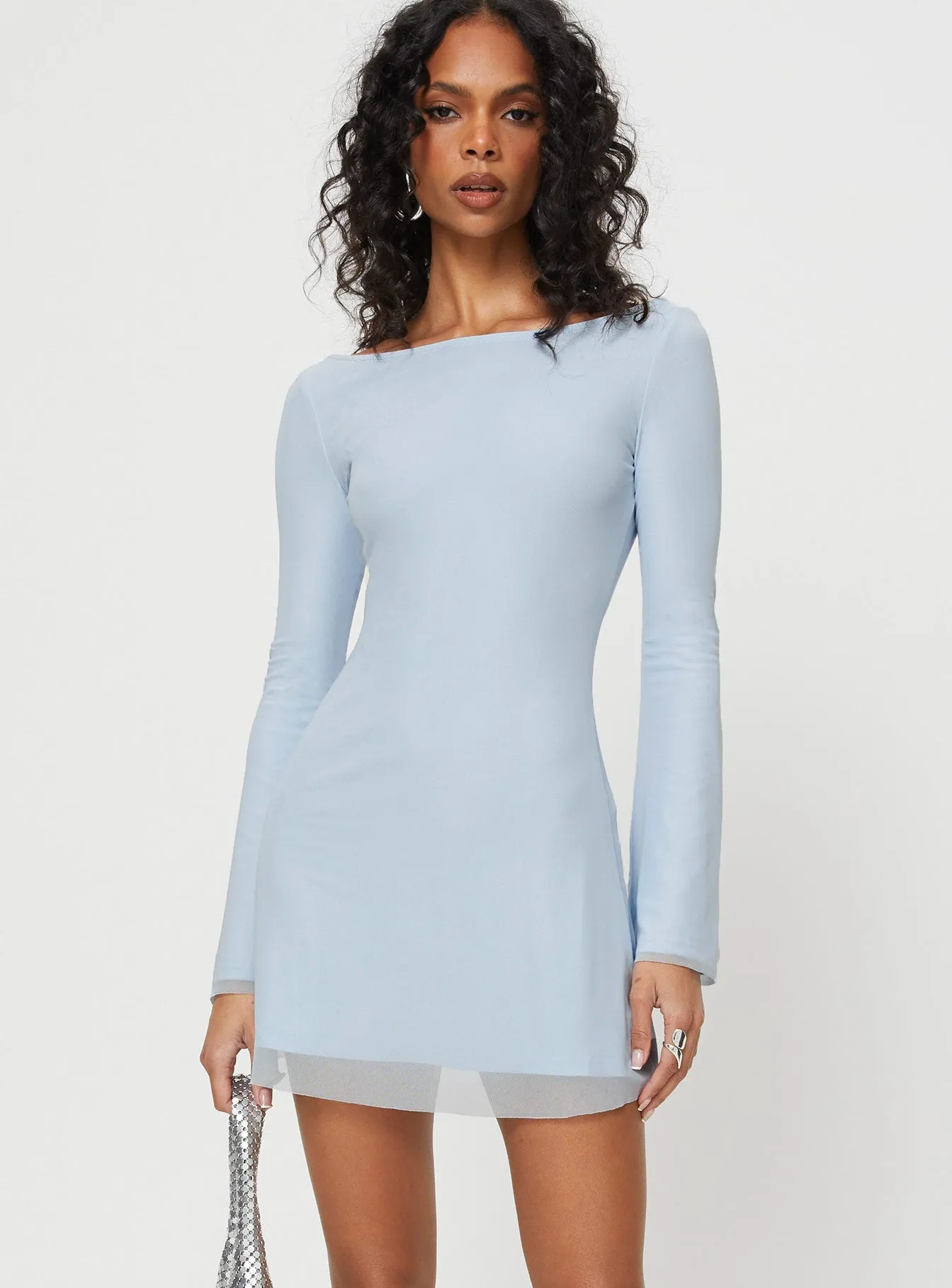 Lukea Long Sleeve Mini Dress Blue Tall Cut