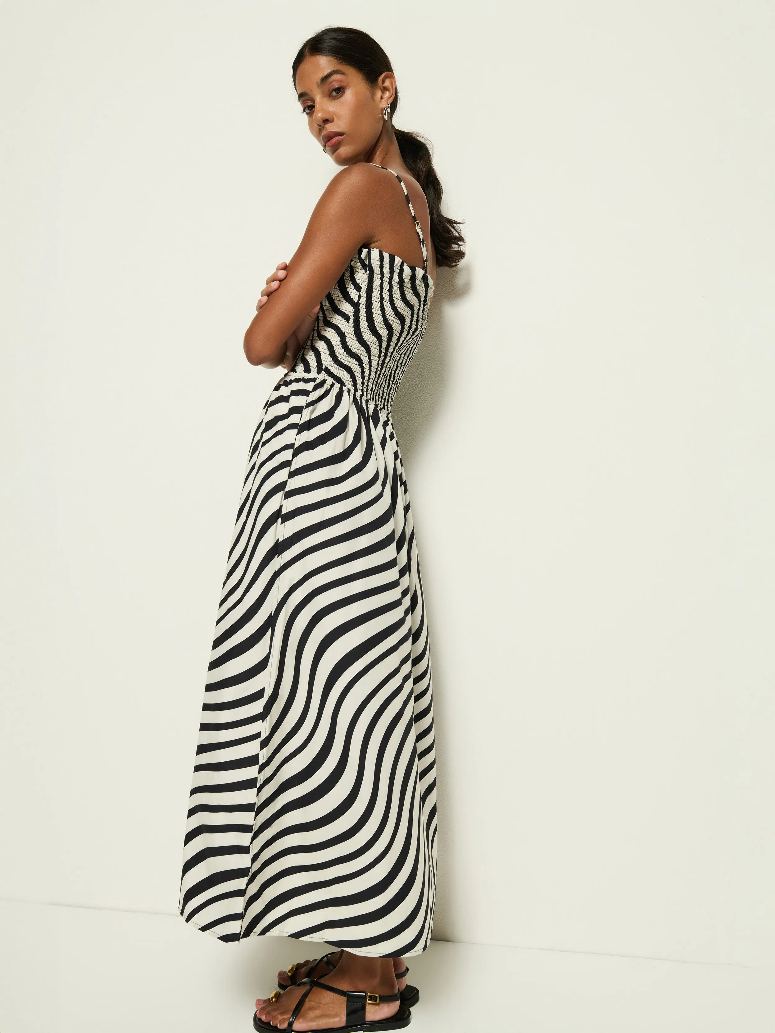 Sibelle Smocked Midi Soft draping fabric dress