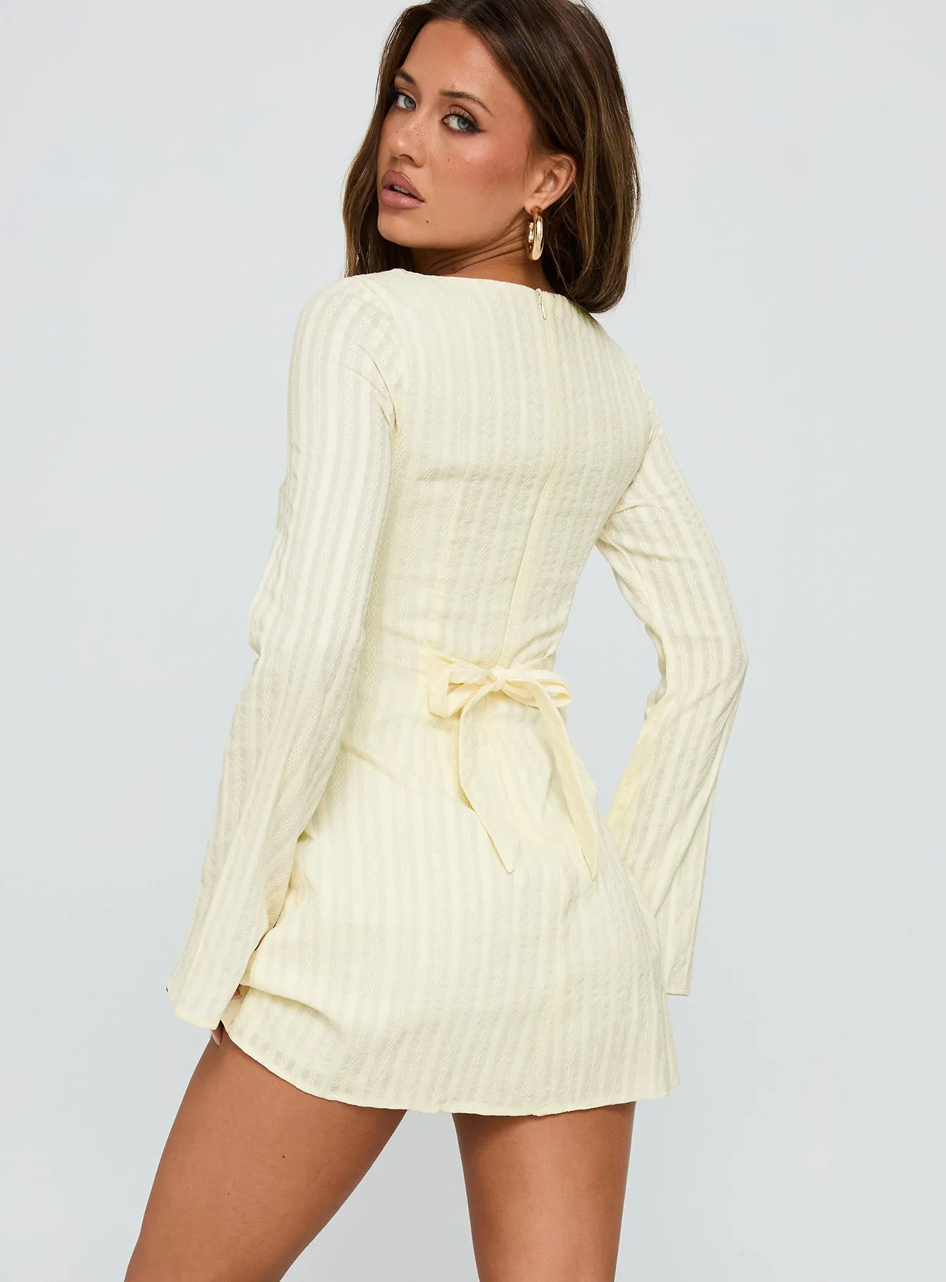 Alfalfa Long Sleeve Mini Dress Cream Floral Print Fun Shine