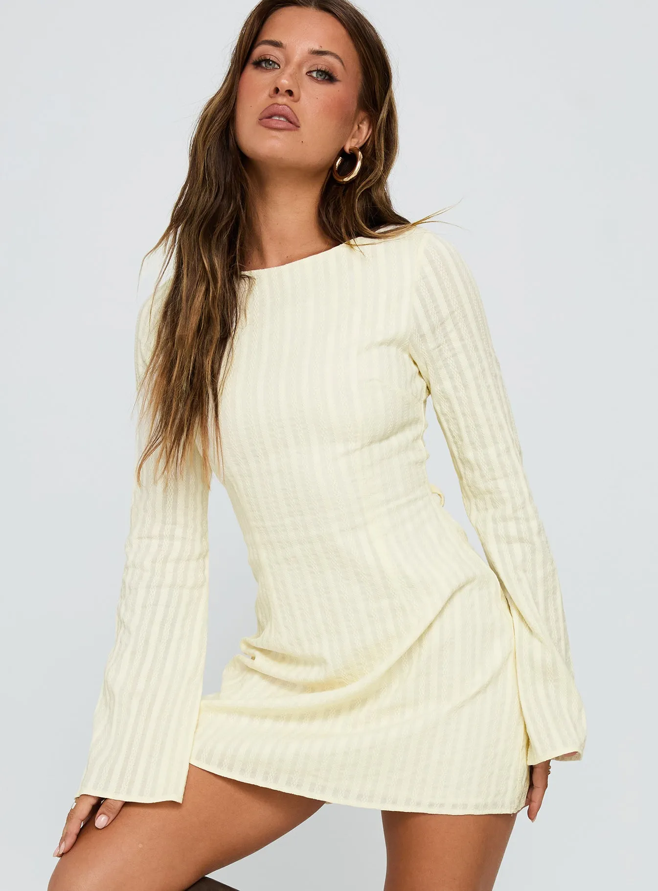 Alfalfa Long Sleeve Mini Dress Cream Weekend Ready Snag Free
