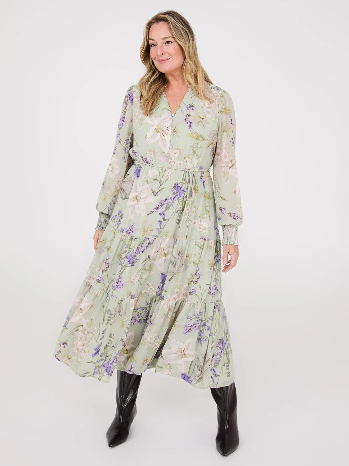 Floral Print Tiered Maxi Dress Smart Appearance Bridal Mood