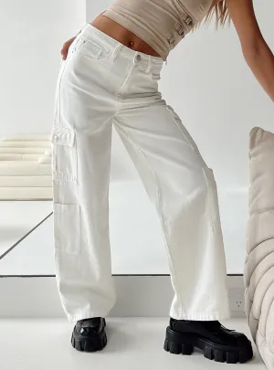 Barbara Cargo Jeans White Denim Neutral Look