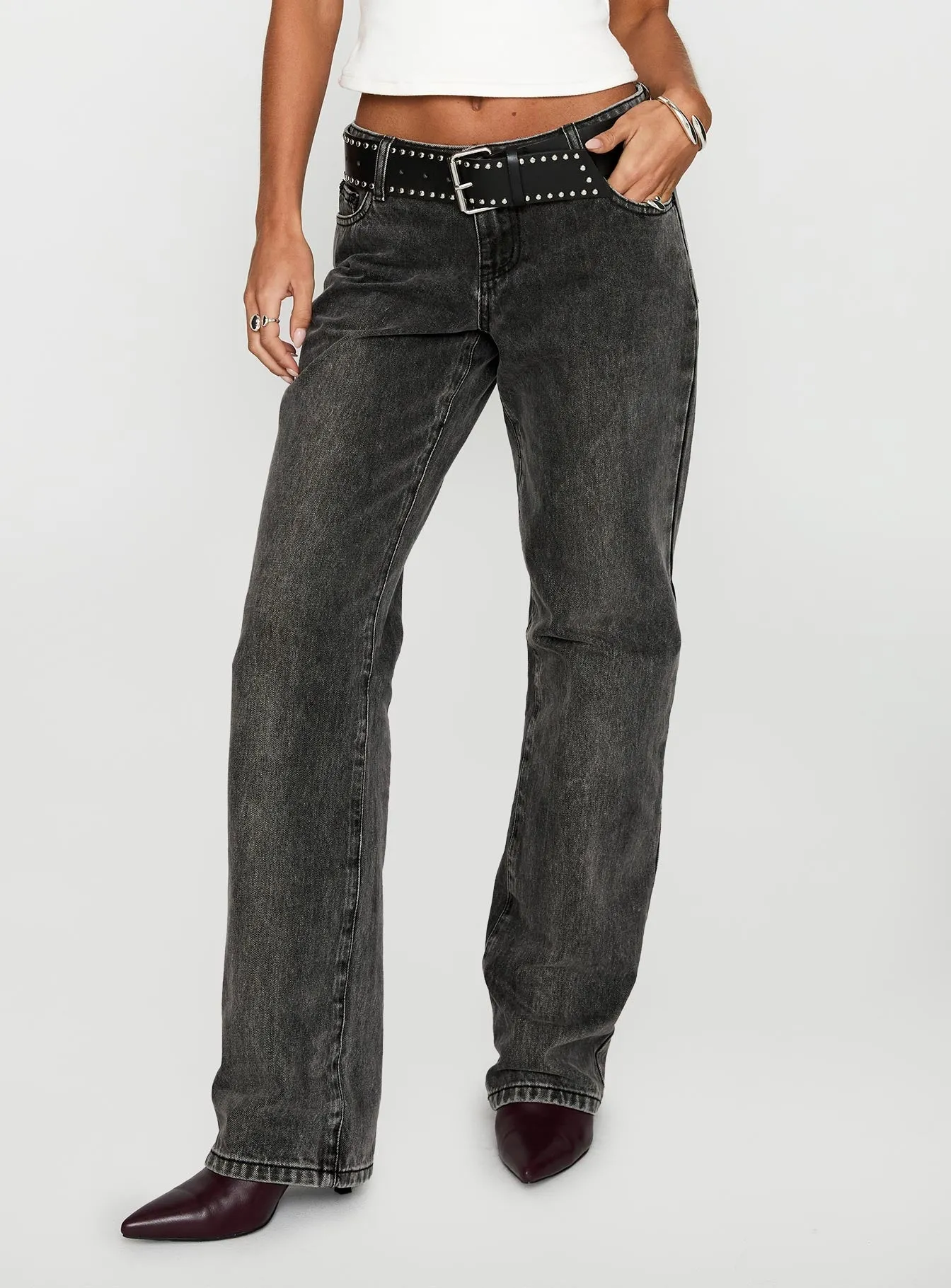 Lifestyle Ready Better Half Low Rise Straight Leg Jeans Charcoal
