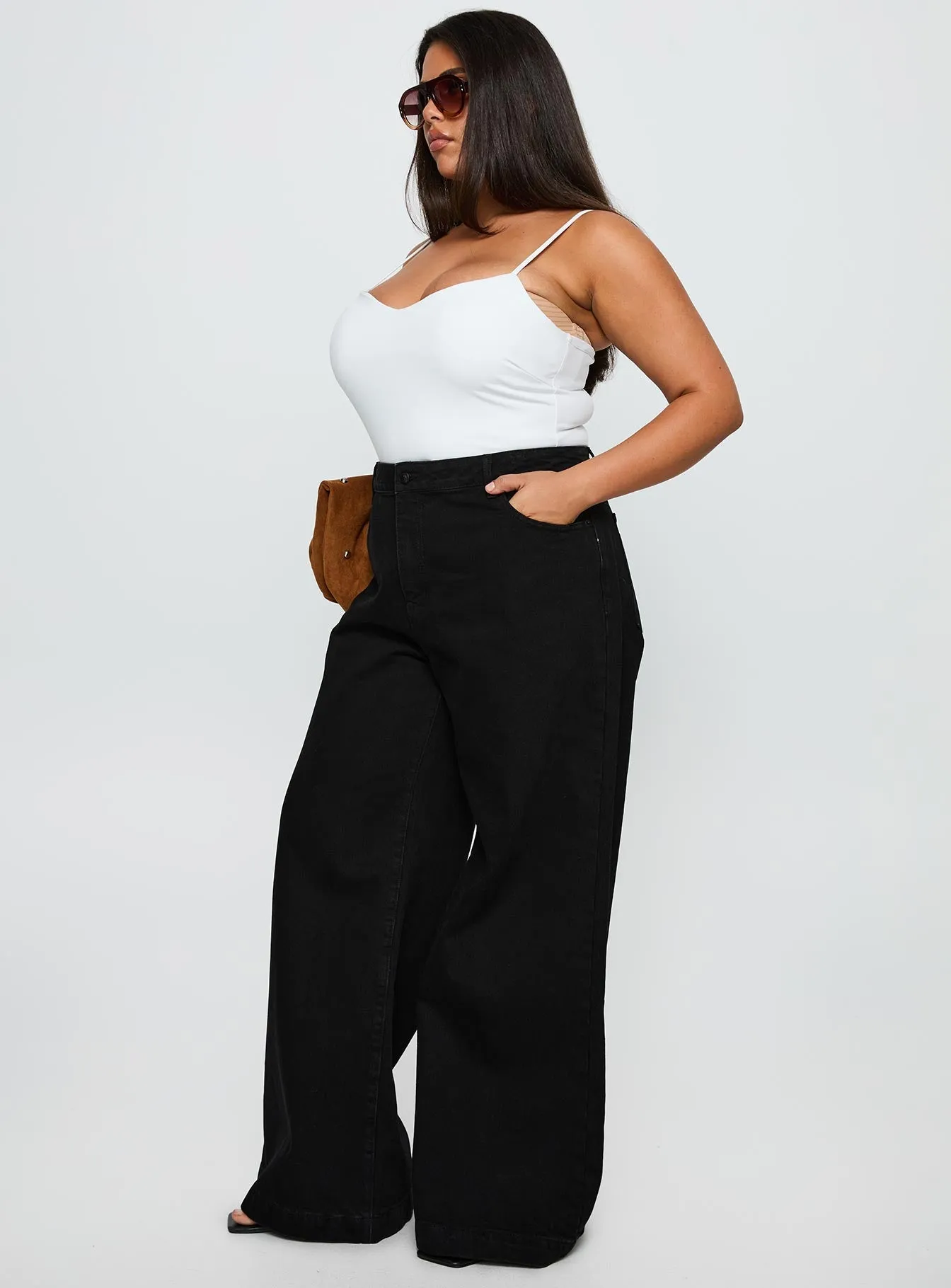 Goldie High Wide Jean True Black Curve Cool And Simple