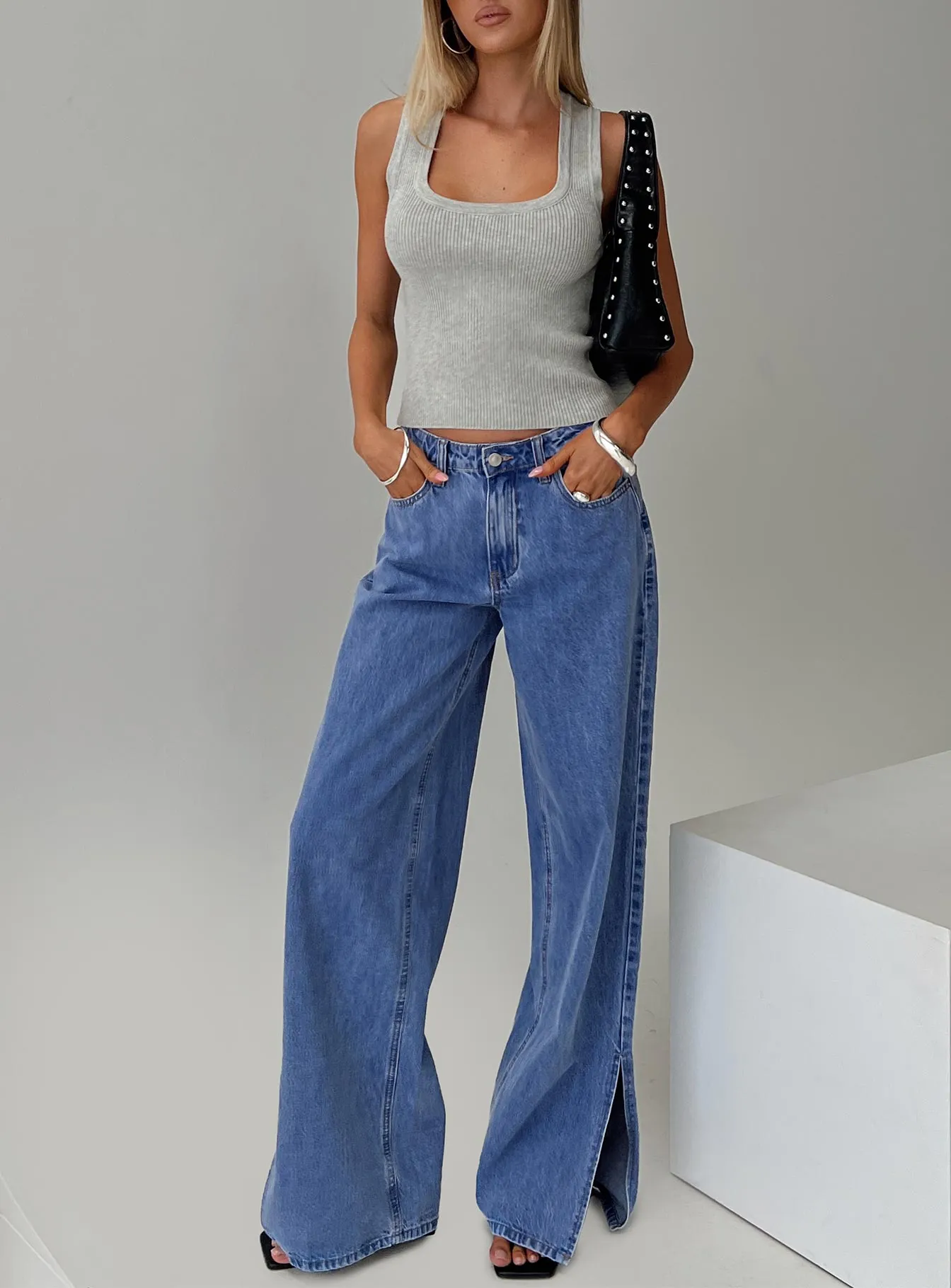 Lorinzo Low Rise Jeans Electric Blue Couple Look Office Wear classic clothing