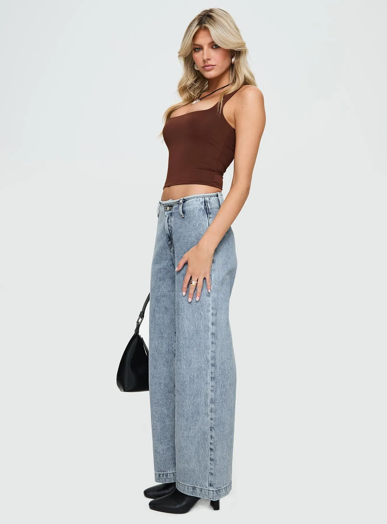 Thaddeus Jeans Mid Wash Flexible Waistband Street Fashion Affordable