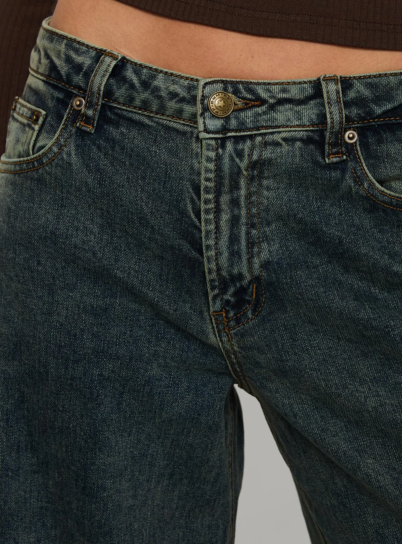 Tapered leg Ziggie Low Rise Baggy Jeans Antique Wash