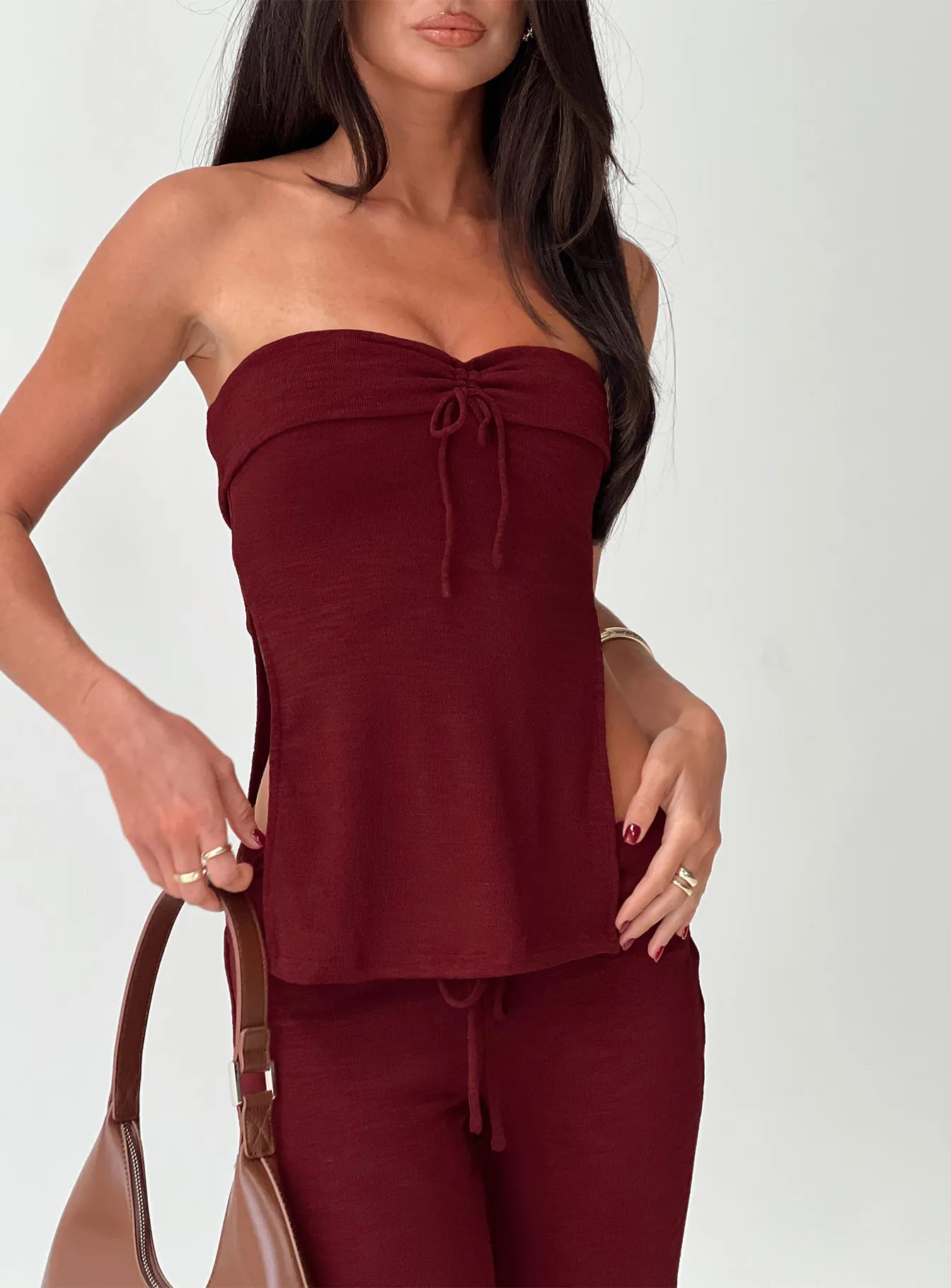 Laurenita Longline Tube Top Burgundy EcoFriendly Dye Process