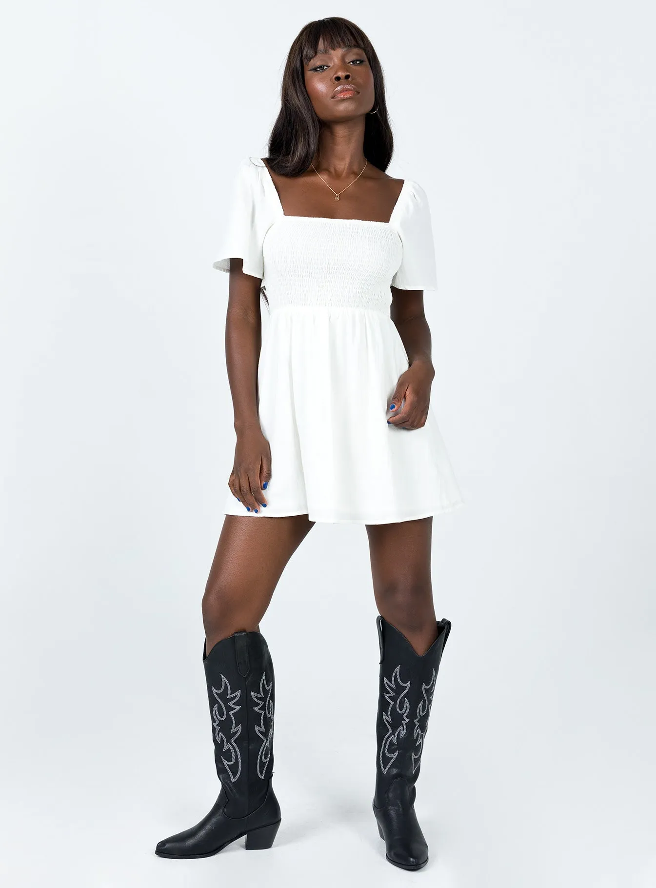 Summer Nights Mini Dress White Comfortable day-to-night dress