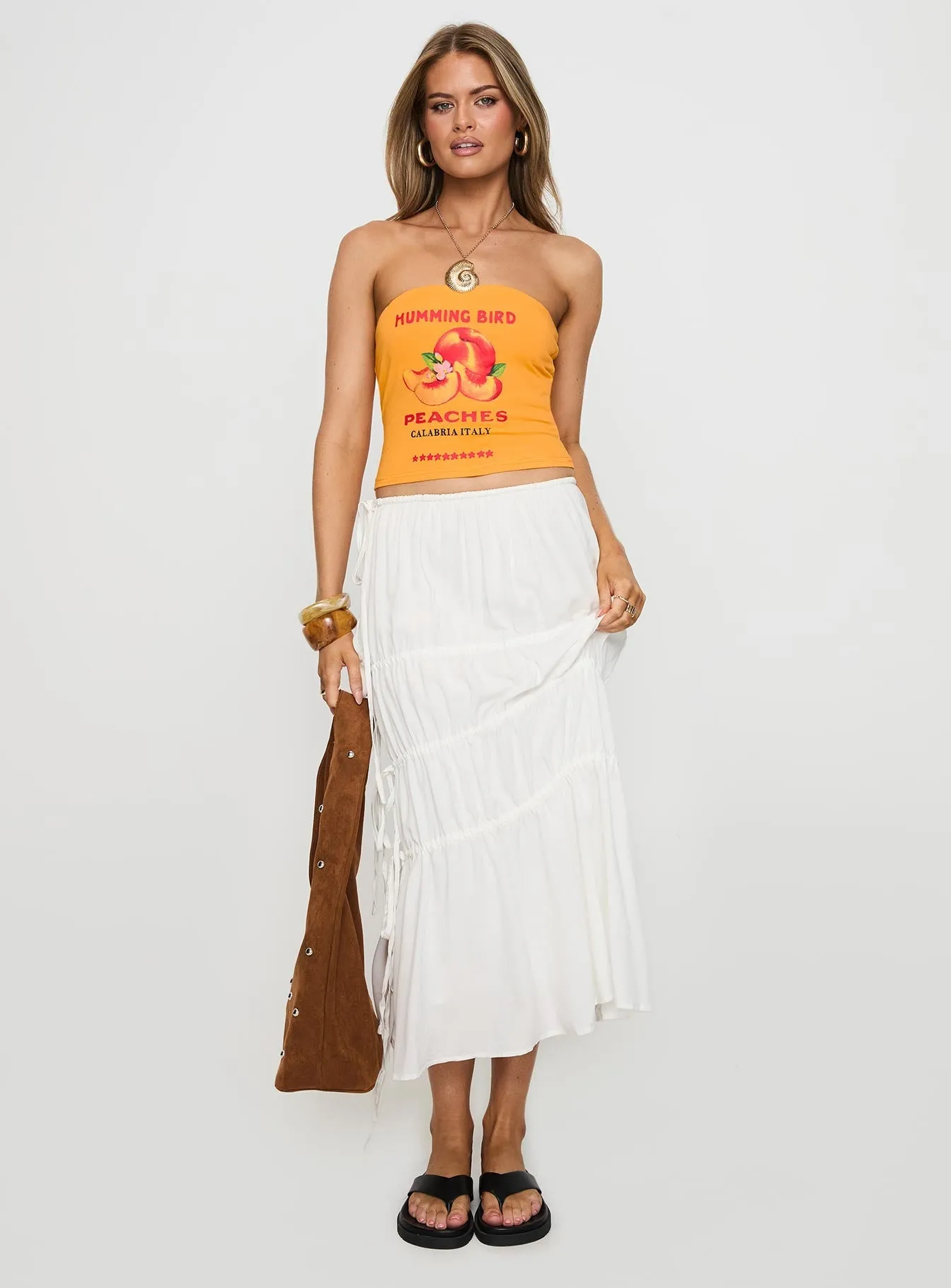 QuickRelease Fastener Reinforced Shoulder Peaches Tube Top Orange