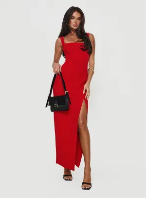 Bombshell Maxi Dress Red Its elegant silhouette adds a touch of sophistication to your everyday look