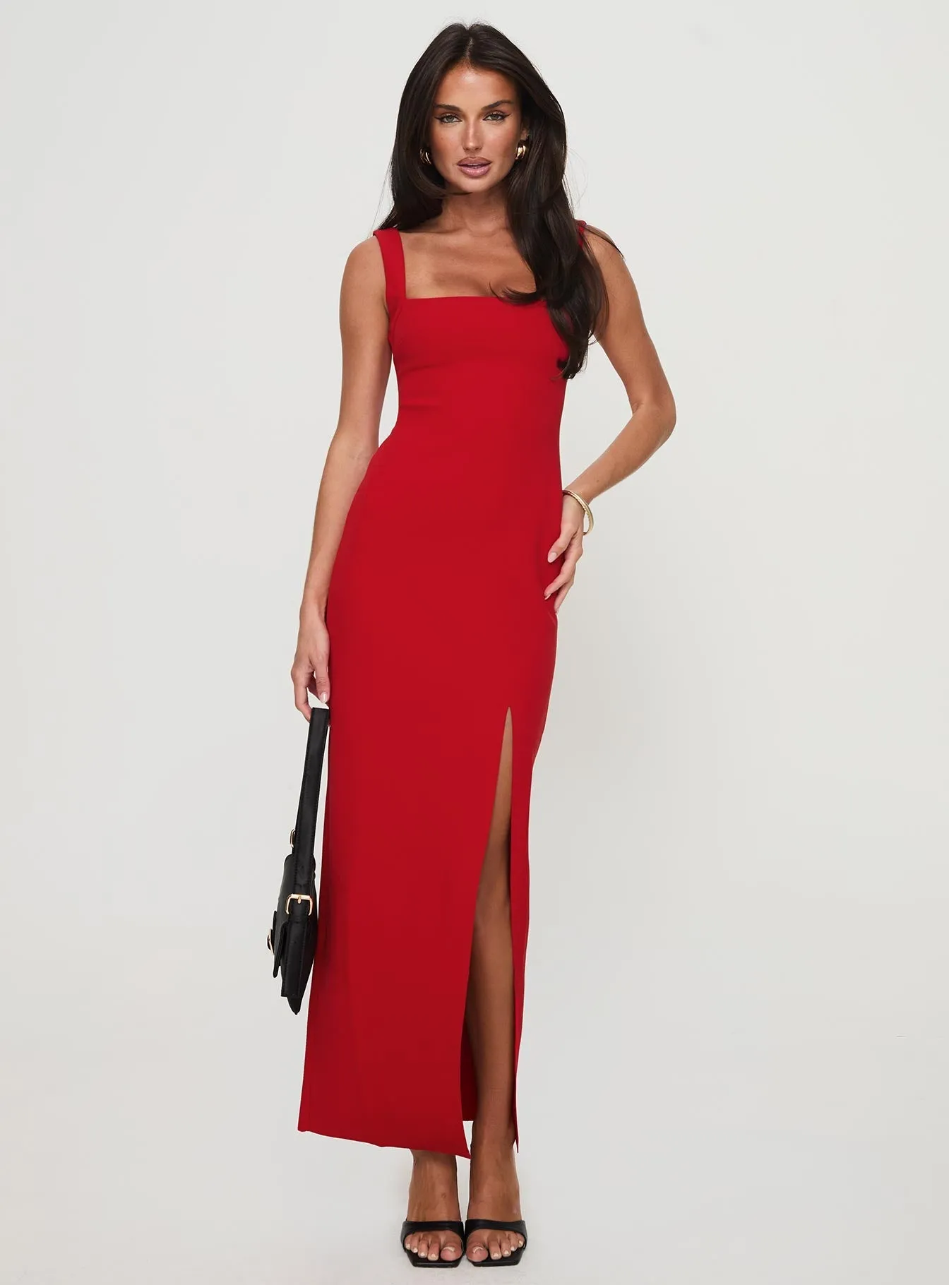 Neon Pop Bombshell Maxi Dress Red