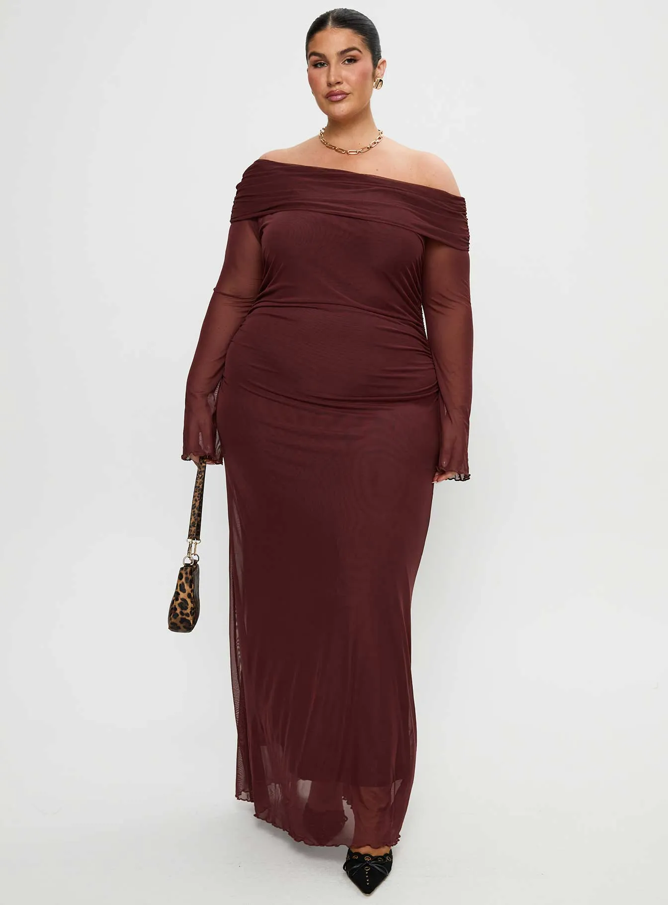 Consideration Maxi Dress Chocolate Curve Agate Shine