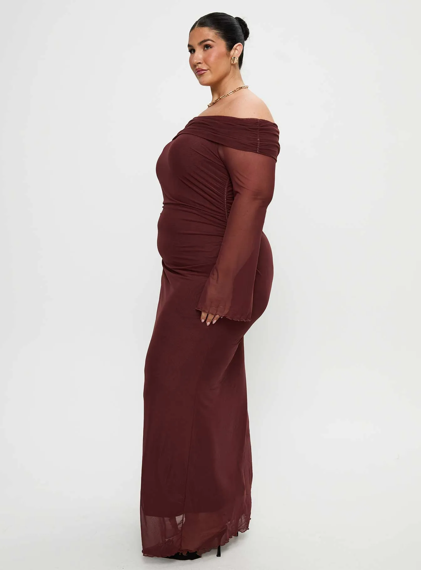 Its elegant silhouette adds a touch of sophistication to your everyday look Belt Tie Consideration Maxi Dress Chocolate Curve