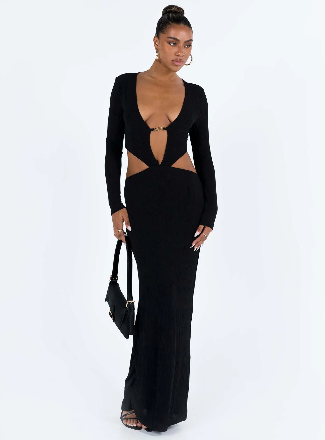 Everton Maxi Dress Black Boat Neck
