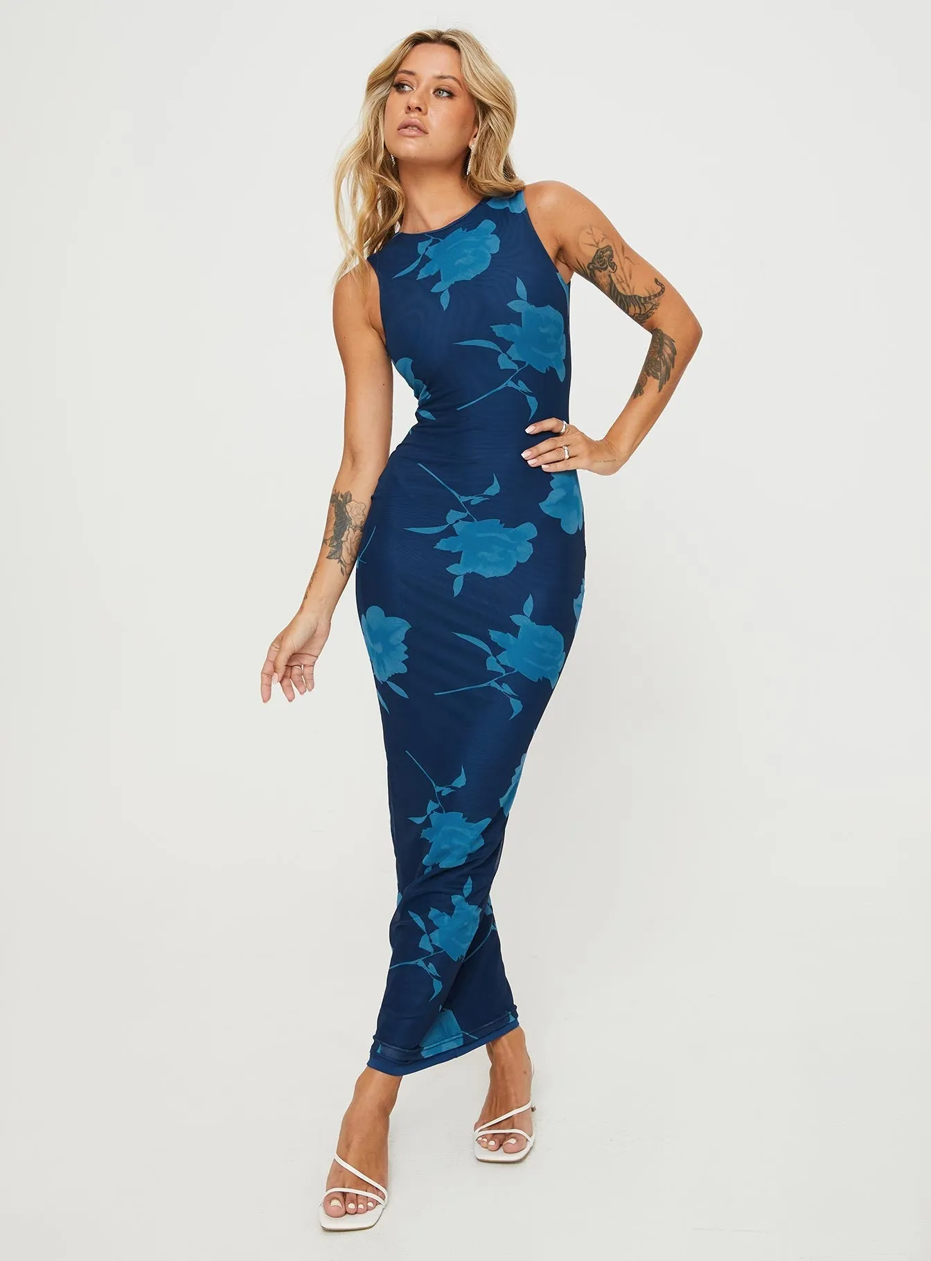 Poetic Move Hemp Glow Floriane Maxi Dress Navy