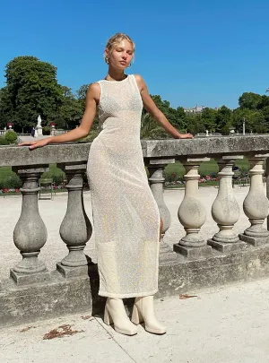 Performer Knit Maxi Dress Cream Spring Bloom Happy Vibe