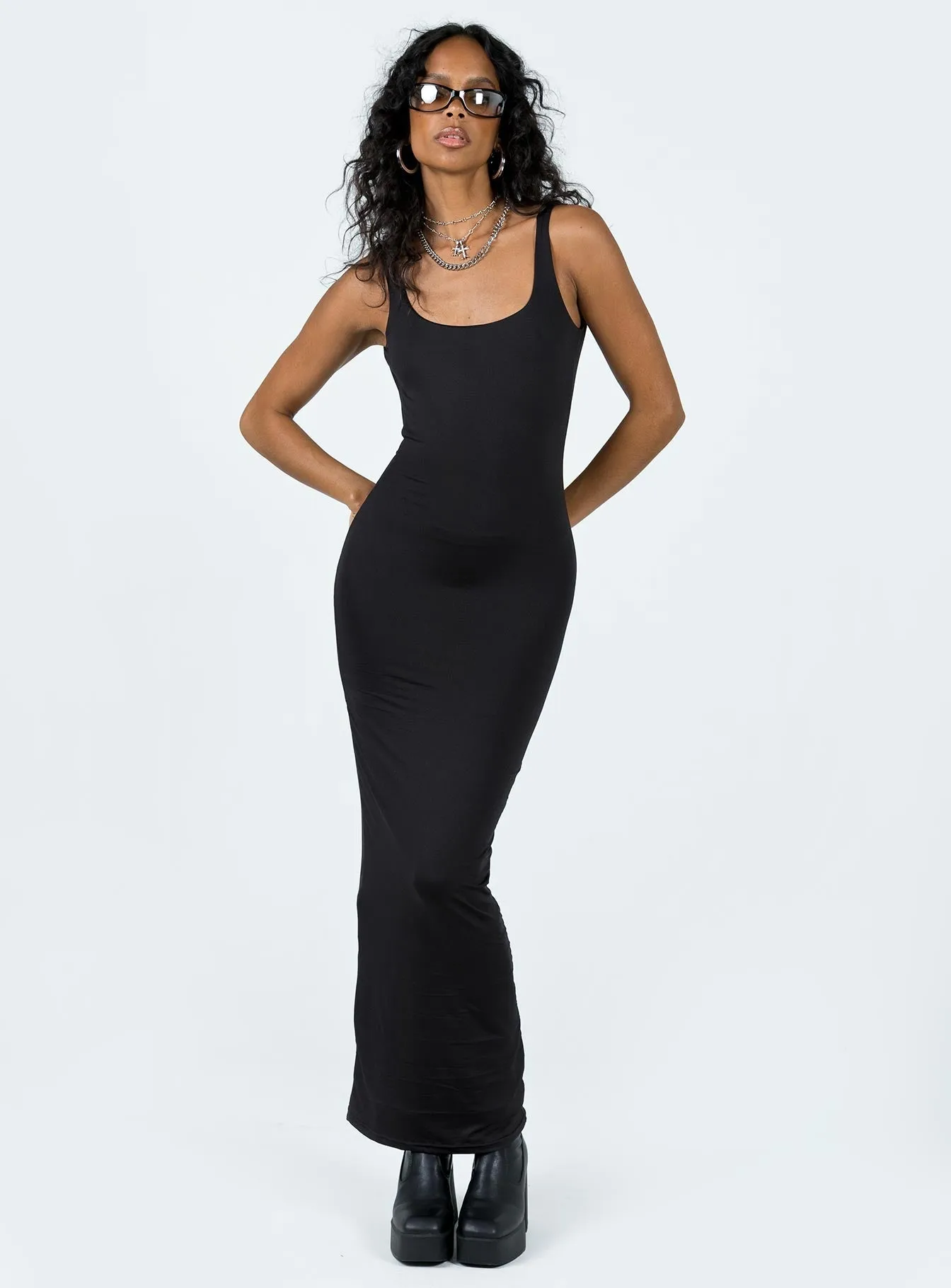Castling Maxi Dress Black Elegant high-waist gown