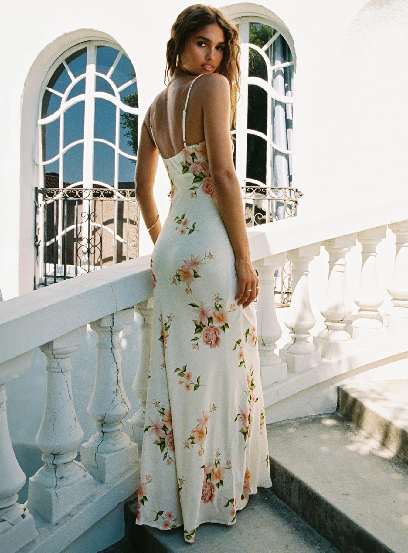 Night Breeze Wool Soft Lauraline Maxi Dress Cream / Floral