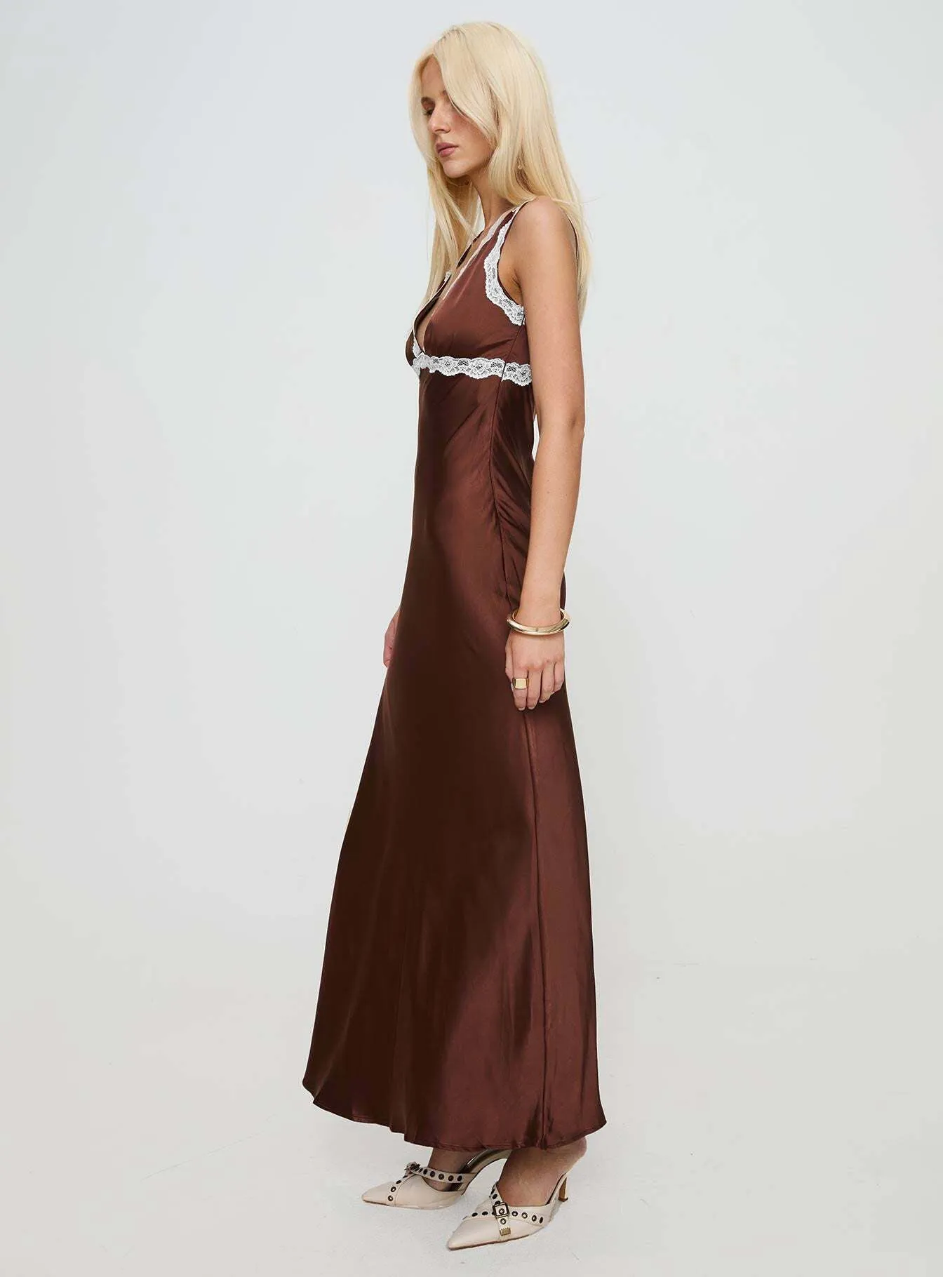 Petal Path Playful floral print gown Natassja Maxi Dress Chocolate