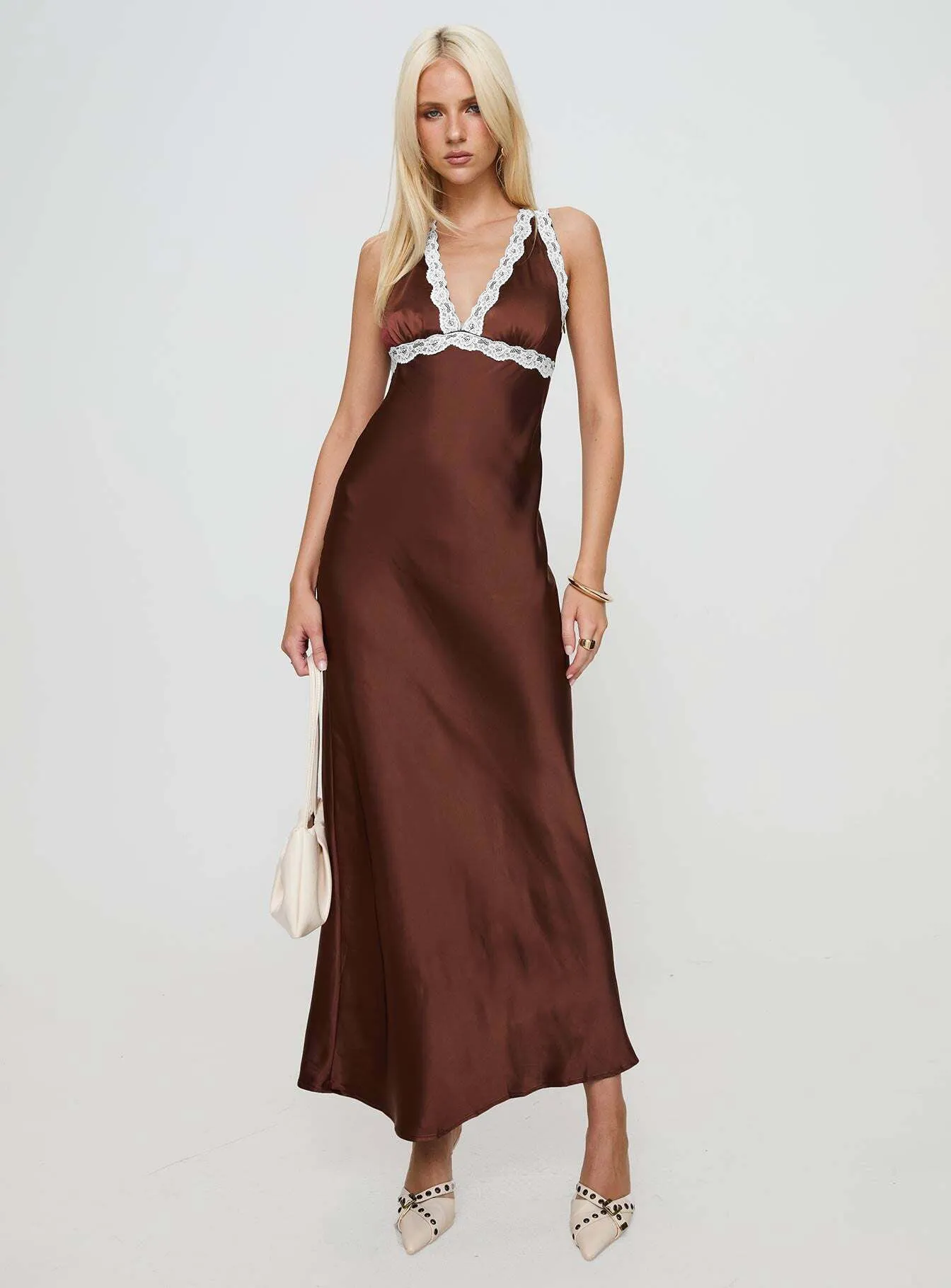 Natassja Maxi Dress Chocolate Elegant high-waist gown