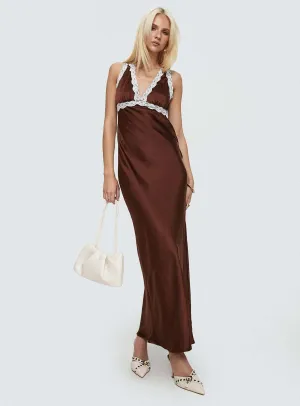 Georgette Glow Blue Hour Natassja Maxi Dress Chocolate