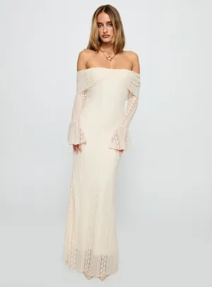 Bridge Walk Perdita Long Sleeve Lace Maxi Dress Cream