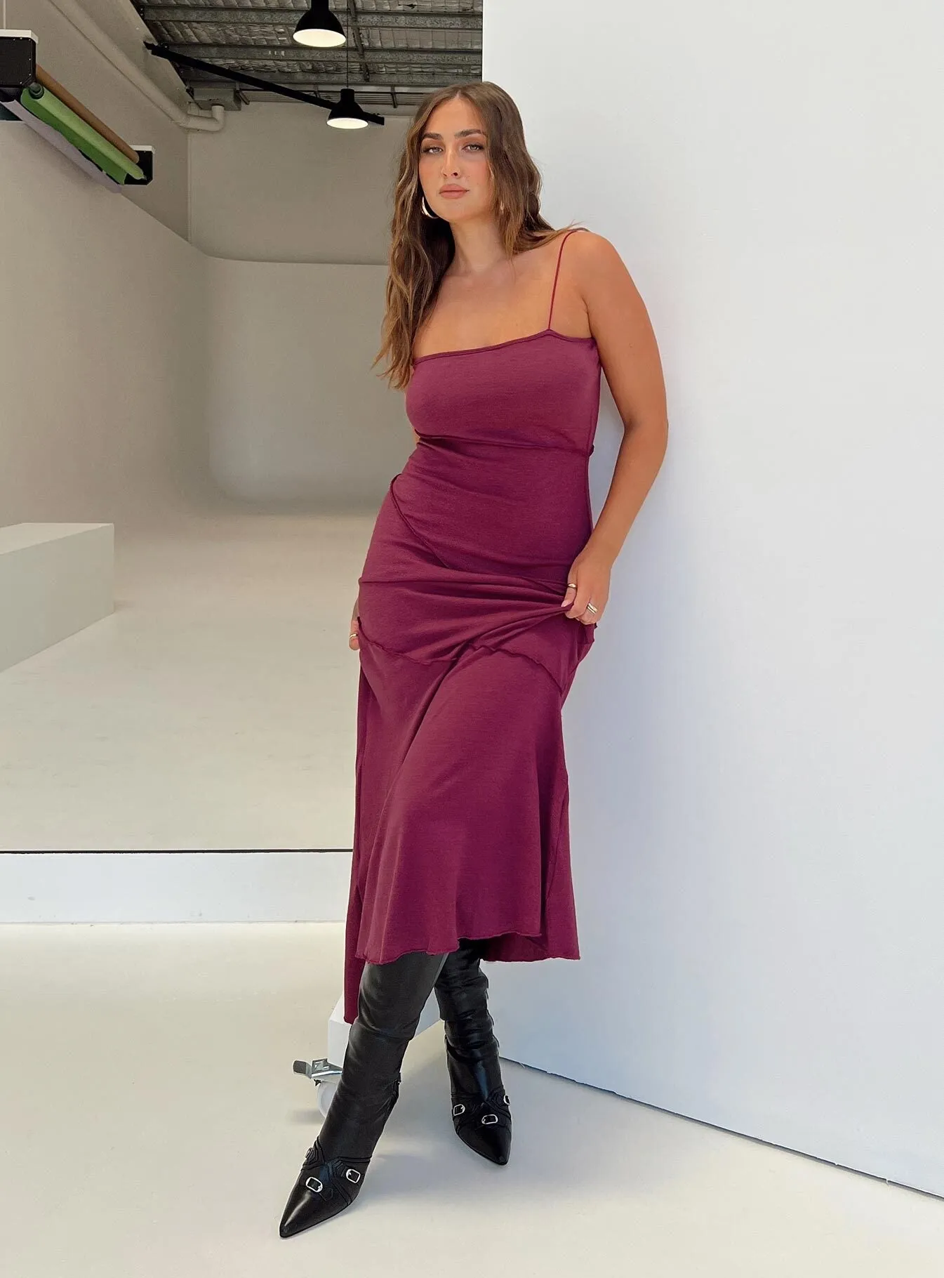 Country Lane Andros Maxi Dress Burgundy