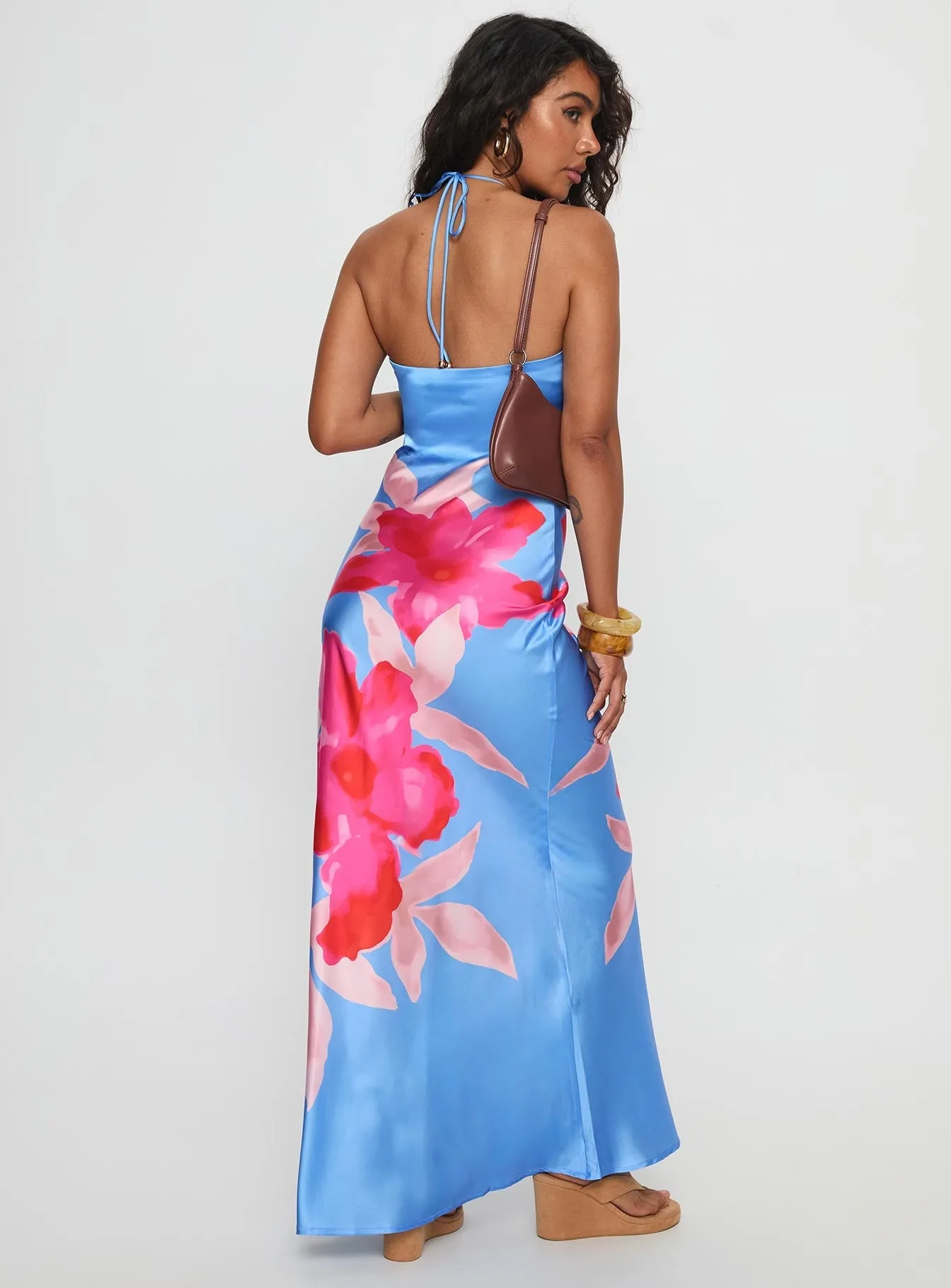 Modern Edge Moon Rise Caliyah Halter Maxi Dress Blue Floral