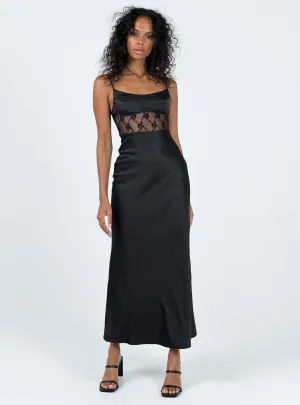Maybelle Maxi Dress Black Pleat Art