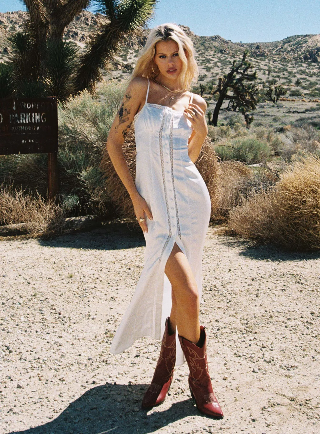 Ematie Maxi Dress White Lace Panel Classic bohemian-inspired dress