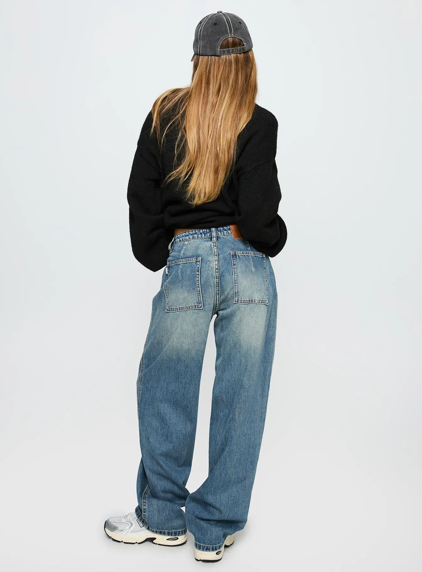Motomami Mid Rise Barrel Leg Jeans Mid Blue Wash Base Style Shopping Day Vibrant Office Wear