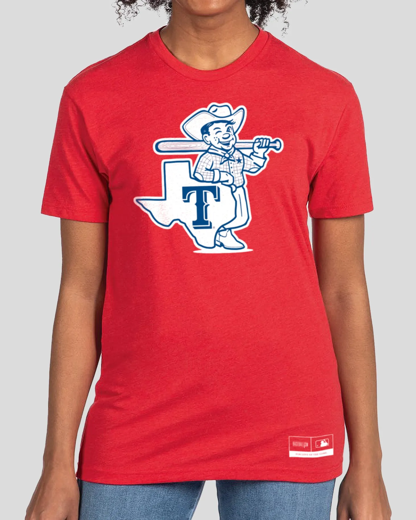 LowBulkFabric Texas Proud Women's Warm-Up Tee (Red) - Texas Rangers