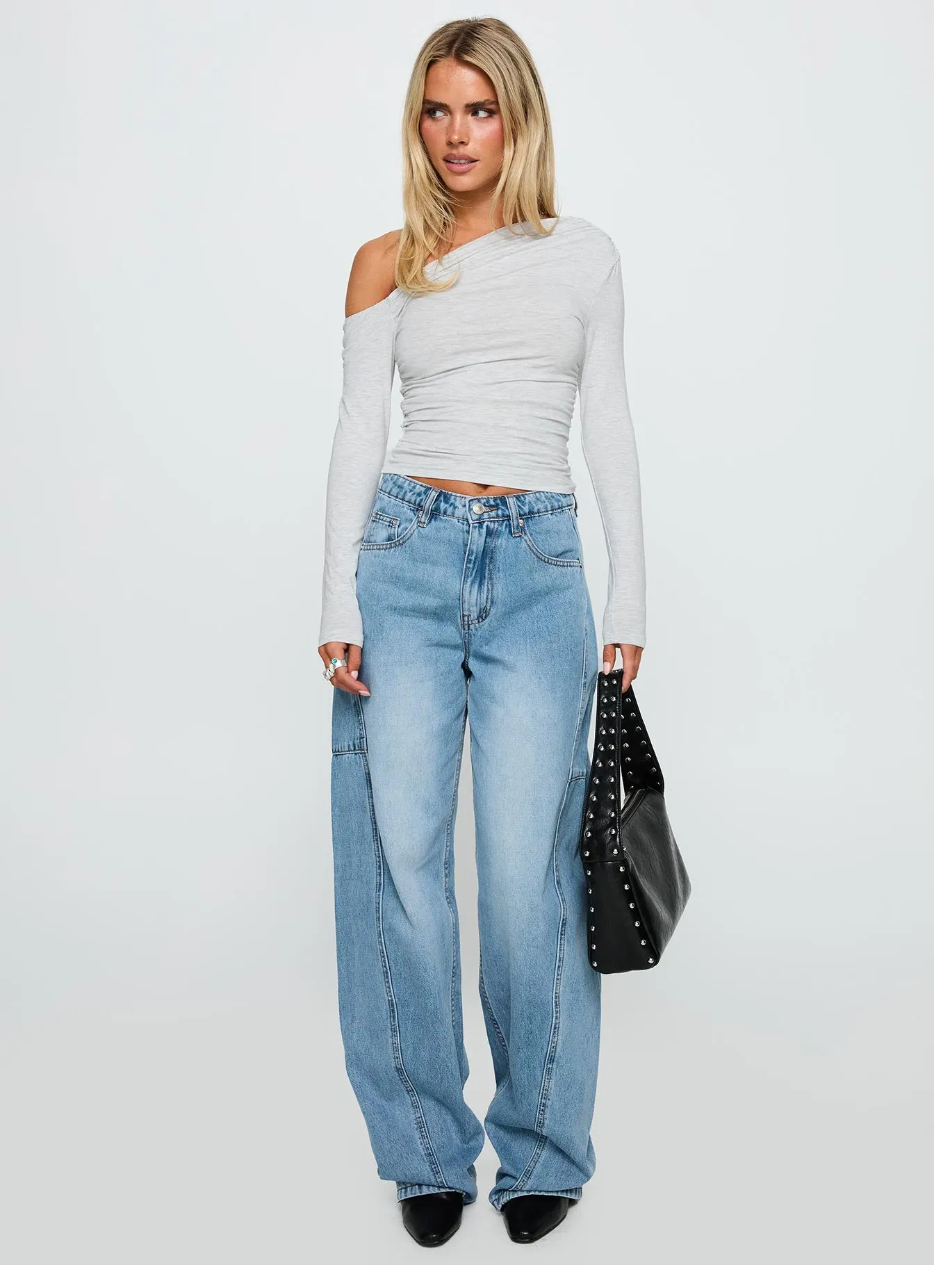Esperance Mid Rise Barrel Leg Jeans Vintage Blue Athlete Fit High Quality Relaxed Style Smart Casual Minimalist Style