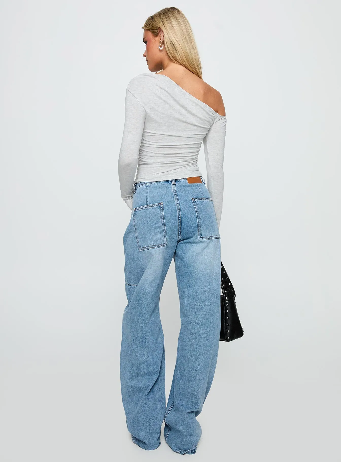 Work Meeting Beach Day Pure Comfort Esperance Mid Rise Barrel Leg Jeans Vintage Blue