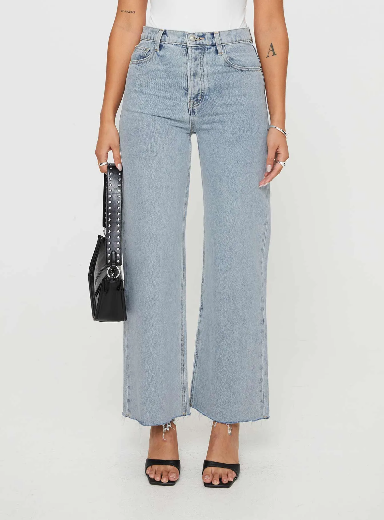 Versatile Cut Fawcett High Rise Straight Leg Jeans Light Blue Wash Petite