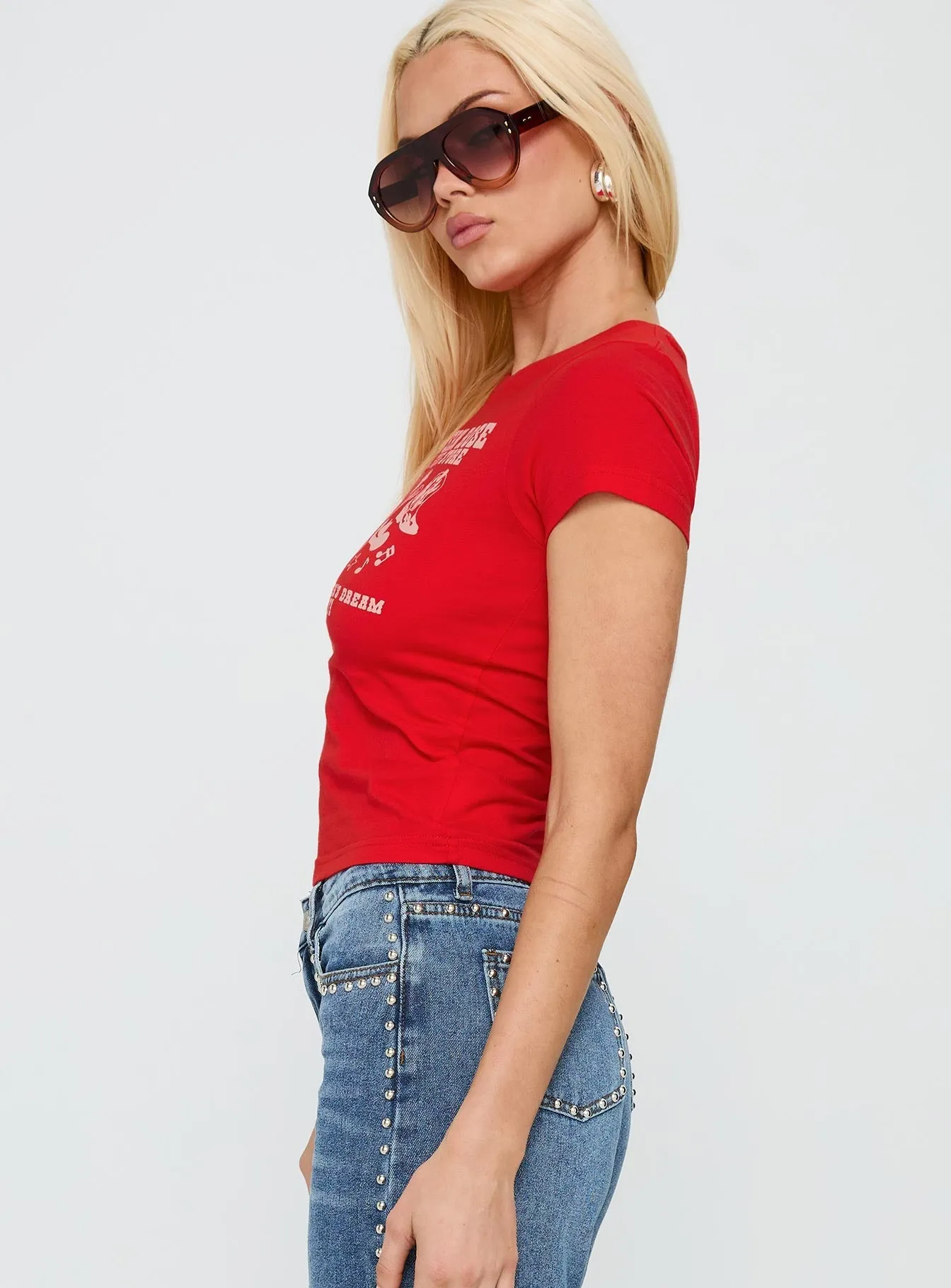 Western Rose Graphic Top Red Chic and Cozy Wear