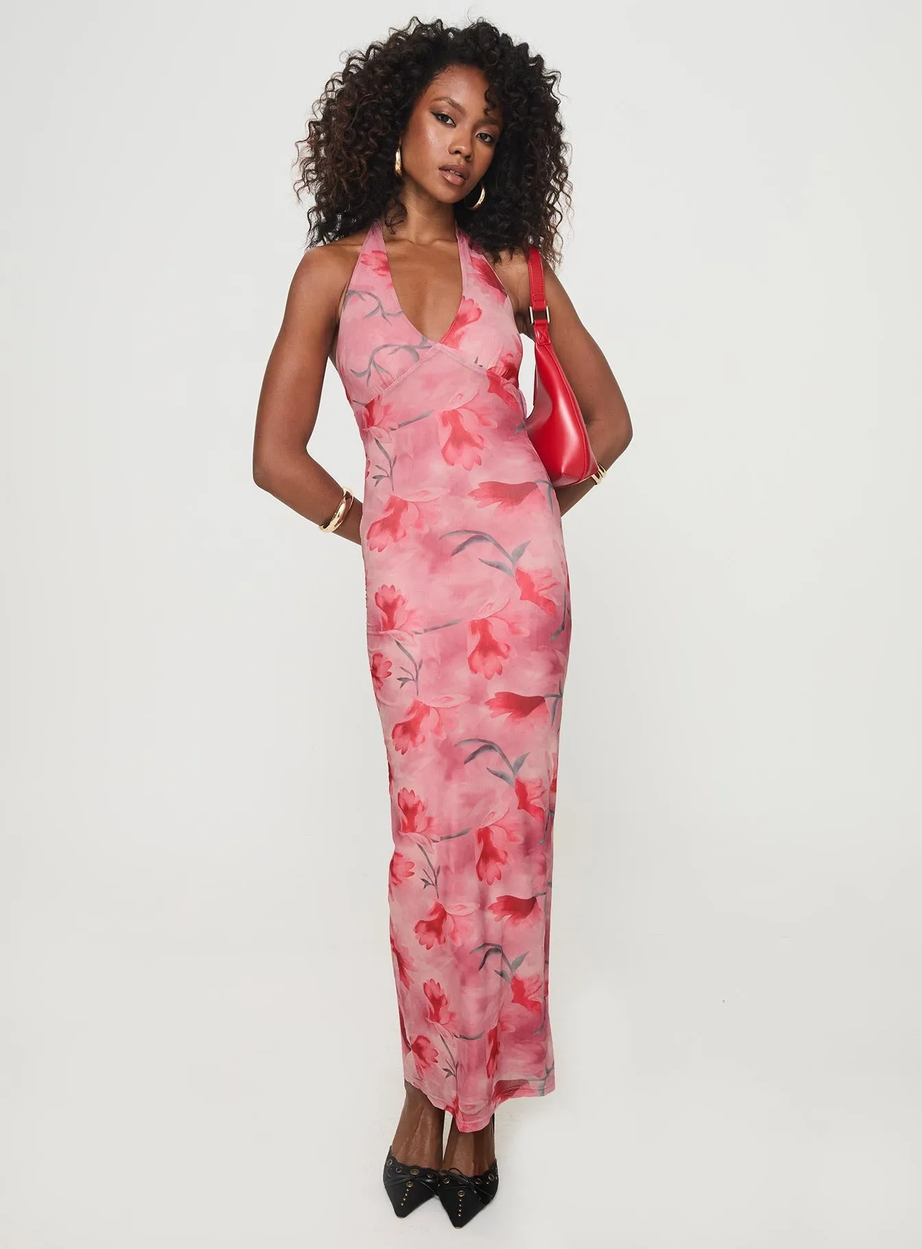 Maillard Halter Maxi Dress Pink Flare Bottom